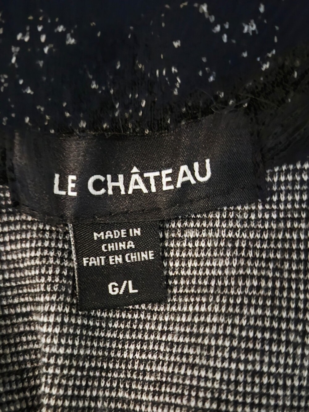 le chateau Black Textured Long Sleeve Shift Dress with Subtle Speckle - Picture 2 of 4